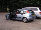 Carol Alfter in our &quot;upgraded&quot; rental car.