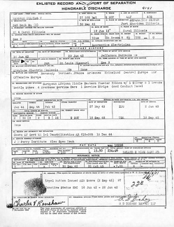 Charles Renshaw's discharge document 30 Sep '45