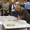 Peter Bielskis signing the wing panel.