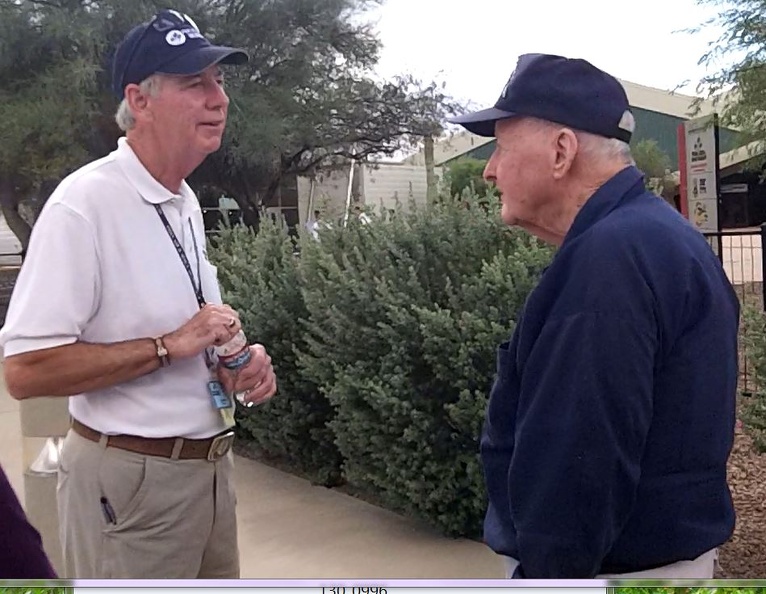 Docent for the Bone Yard tour and Bill O'Leary.JPG