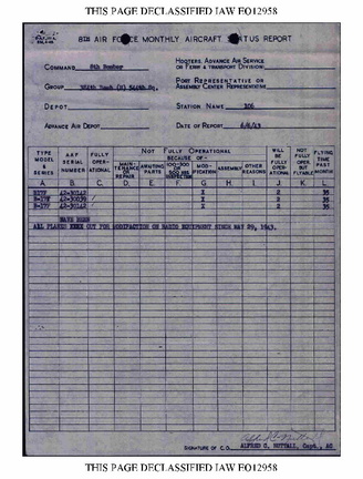 43-06 thru 43-12 MONTHLY AIRCRAFT AND ENGINE REPORT