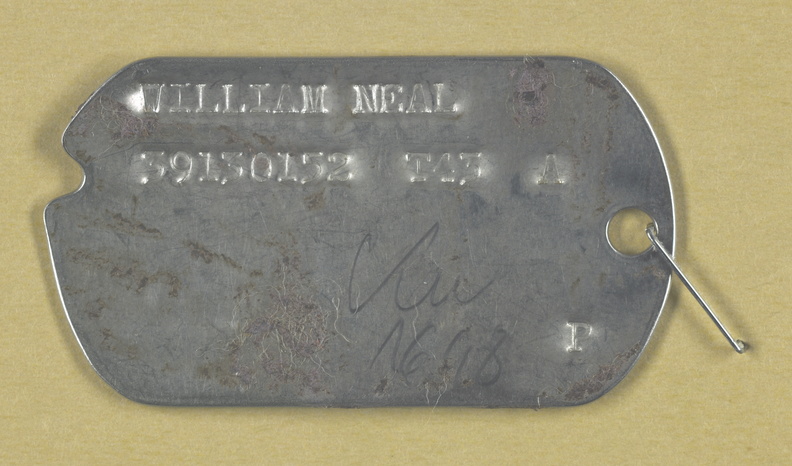 William Neal was assigned as Ball Turret Gunner on the Robert A Green Crew. POW on 29 April 1944 flying with James a Bouvier as Crew Pilot. Bouvier was originally assigned as C0o-Pilot on the Gerald Heim Crew.
Image located in NARA File KU-1698. William Neal, ID Tag.jpg